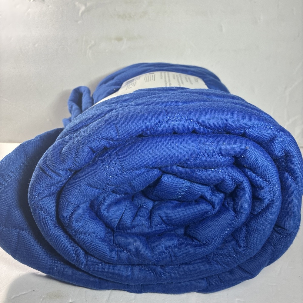 BLUE TRIPLE KNIT BLANKET HEATHERED STANDARD 50 IN X 60 IN BY ROOM ESSENTIAL - Picture 4 of 5